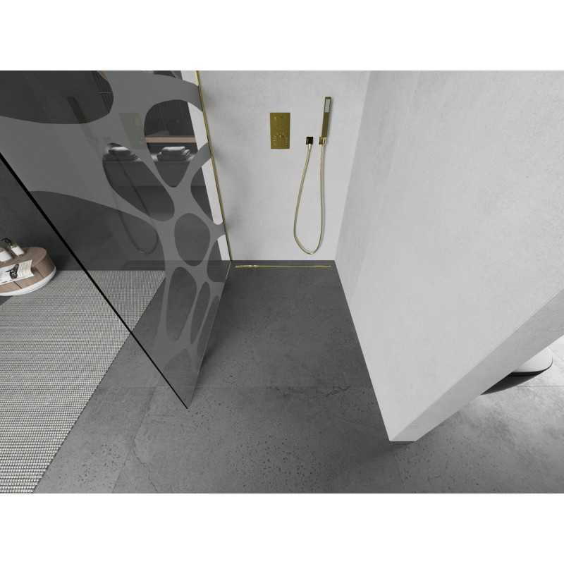 Mexen Kioto Dušisein Walk-in 90 x 200 cm, valge laine 8 mm, kuldne - 800-090-101-50-97