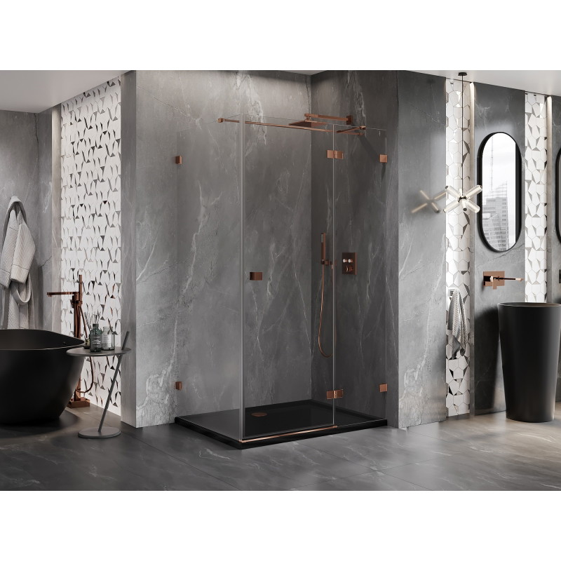 Mexen Lunar T tuš kabina desna za otvaranje 140 x 100 cm, prozirna, ružičasto zlato - 834T-140-100-60-00-P