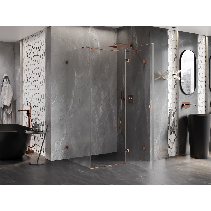 Mexen Lunar T tuš kabina desna za otvaranje 140 x 100 cm, prozirna, ružičasto zlato - 834T-140-100-60-00-P