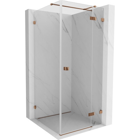 Mexen Lunar T desna preklopna tuš kabina 110 x 110 cm, prozirna, ružičasto zlato - 834T-110-110-60-00-P