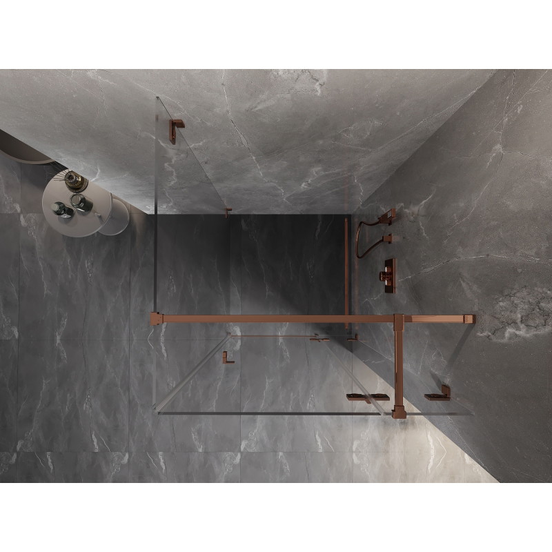 Mexen Lunar T desna preklopna tuš kabina 110 x 110 cm, prozirna, ružičasto zlato - 834T-110-110-60-00-P