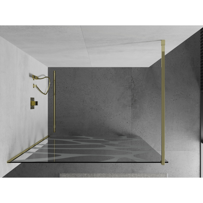 Mexen Kioto inloopdouchewand 140 x 200 cm, witte golf 8 mm, goud - 800-140-101-50-97
