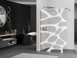 Mexen Kioto paravan za tuš Walk-in 70 x 200 cm, bijeli val 8 mm, ružičasto zlato - 800-070-101-60-97