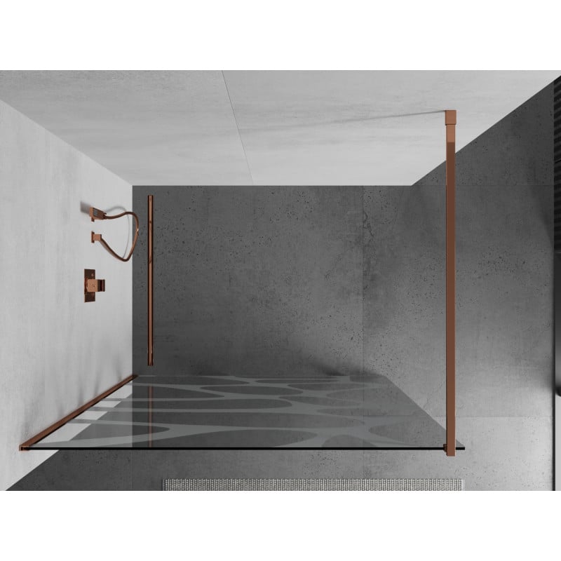 Mexen Kioto parete doccia Walk-in 70 x 200 cm, onda bianca 8 mm, oro rosa - 800-070-101-60-97