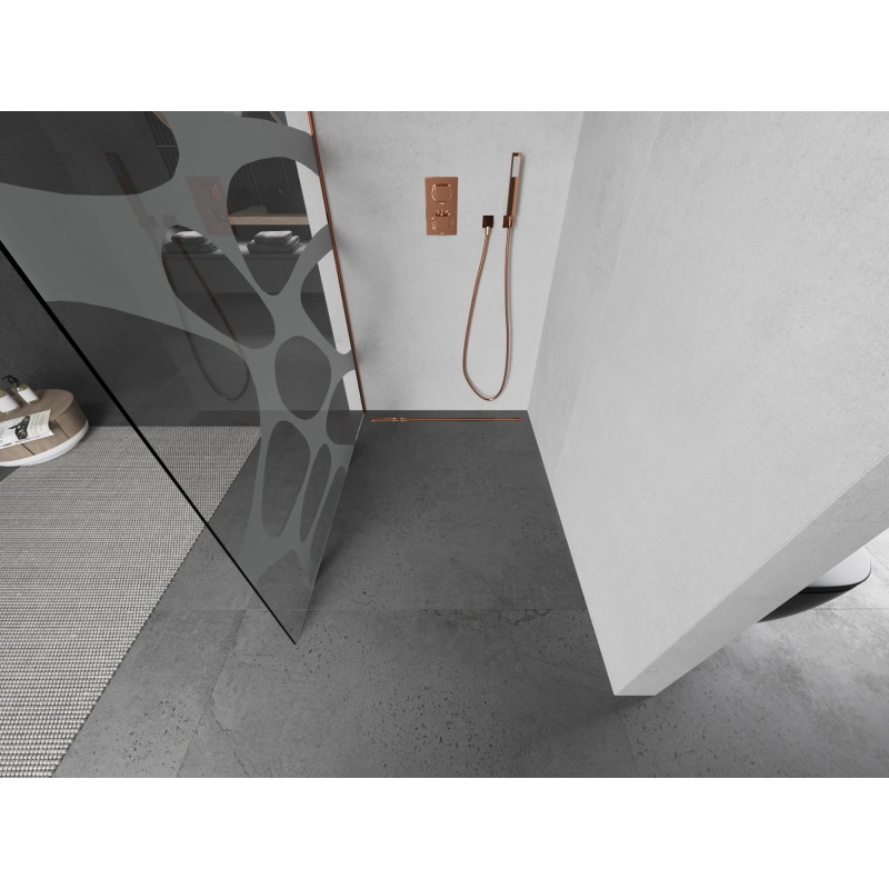 Mexen Kioto dušisein Walk-in 100 x 200 cm, valge laine 8 mm, roosa kuld - 800-100-101-60-97