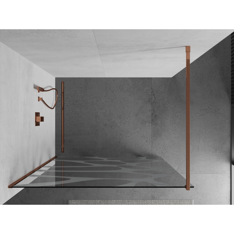 Mexen Kioto dušisein Walk-in 110 x 200 cm, valge laine 8 mm, roosa kuld - 800-110-101-60-97