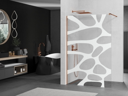 Mexen Kioto Zid za tuš Walk-in 110 x 200 cm, bijeli val 8 mm, ružičasto zlato - 800-110-101-60-97