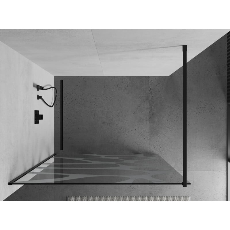 Mexen Kioto panel de ducha Walk-in 70 x 200 cm, ola blanca 8 mm, negro - 800-070-101-70-97