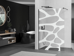 Mexen Kioto ścianka prysznicowa Walk-in 80 x 200 cm, biały wzór 8 mm, czarna - 800-080-101-70-97
