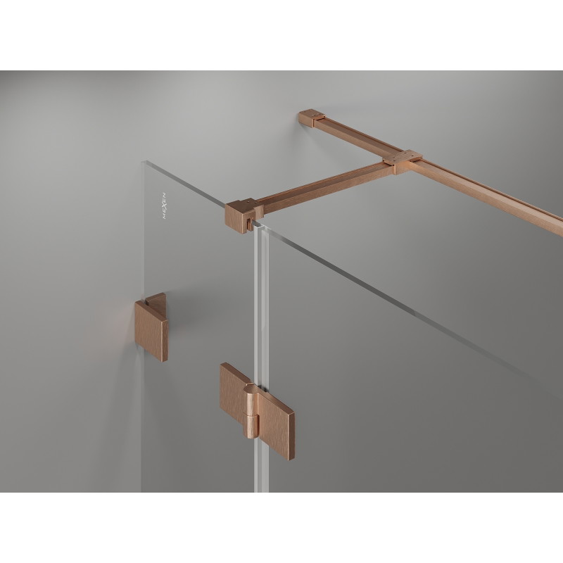 Mexen Lunar T tuš kabina s preklopnim vratima desna 140 x 100 cm, prozirna, brušena bakrena - 834T-140-100-65-00-P