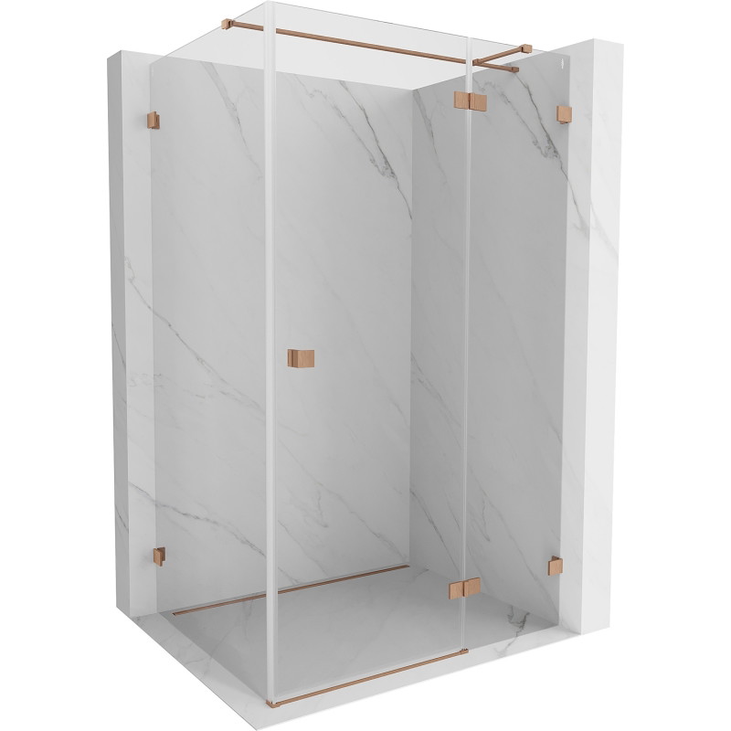 Mexen Lunar T tuš kabina s preklopnim vratima desna 140 x 100 cm, prozirna, brušena bakrena - 834T-140-100-65-00-P