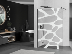Mexen Kioto Duschwand Walk-in 100 x 200 cm, weiße Welle 8 mm, schwarz - 800-100-101-70-97