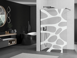 Mexen Kioto tuš zid Walk-in 110 x 200 cm, bijeli val 8 mm, crni - 800-110-101-70-97