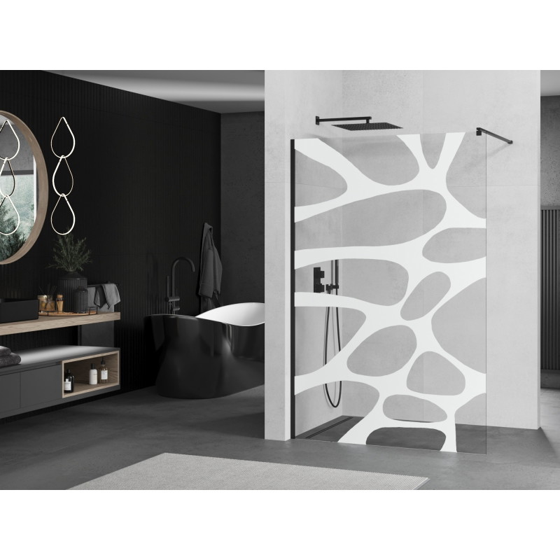 Mexen Kioto dušisein Walk-in 140 x 200 cm, valge laine 8 mm, must - 800-140-101-70-97