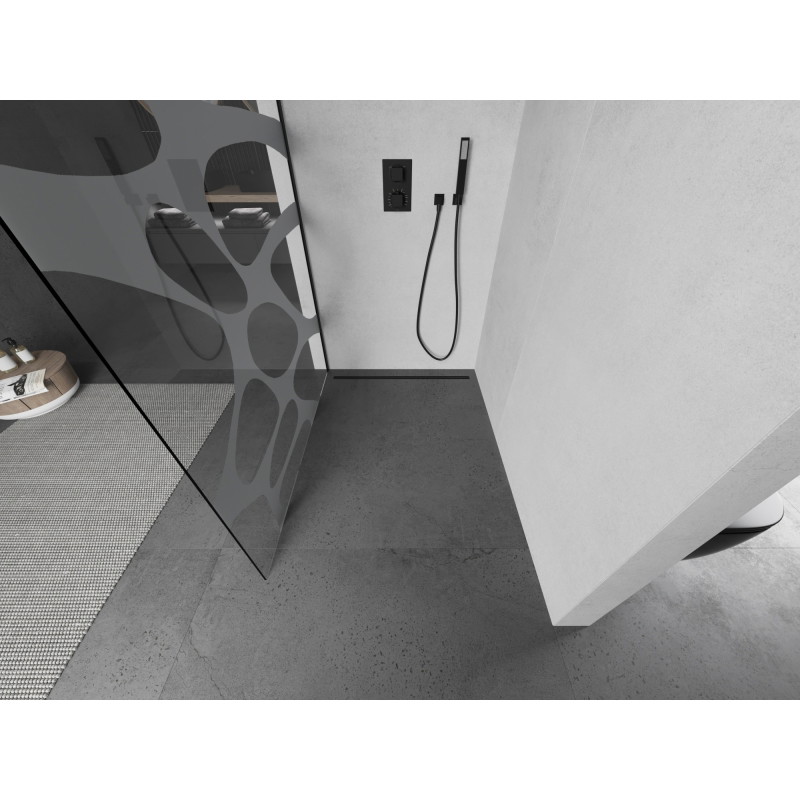 Mexen Kioto dušisein Walk-in 140 x 200 cm, valge laine 8 mm, must - 800-140-101-70-97