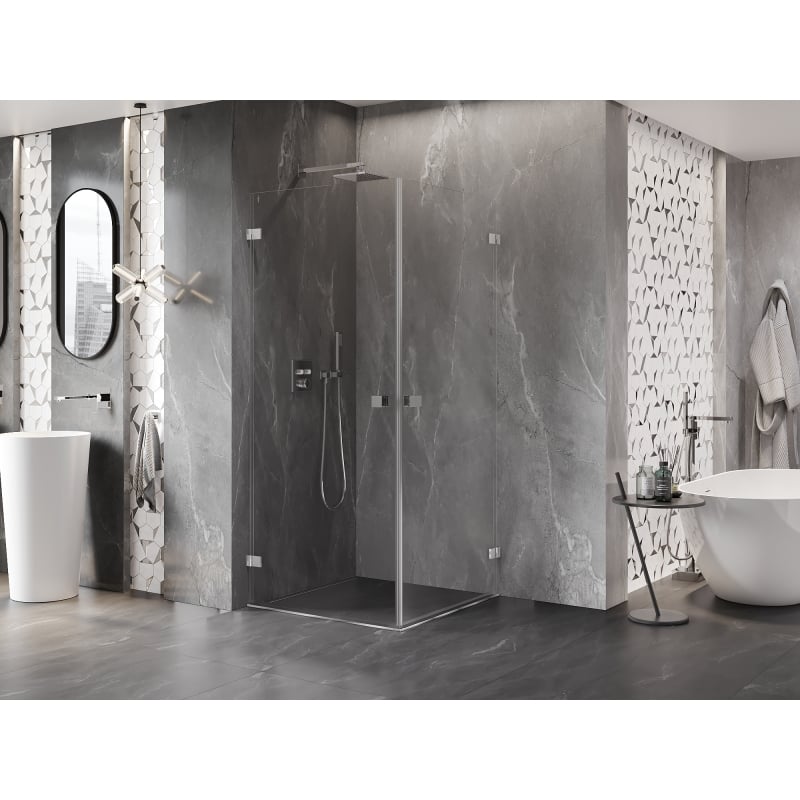 Mexen Lunar-B Duo kabina prysznicowa uchylna 80 x 80 cm, transparent, chrom - 832-080L-080P-01-00
