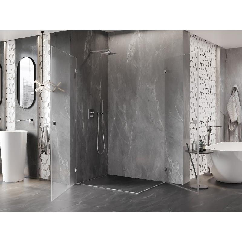 Mexen Lunar-B Duo kabina tuš kabine s kliznim vratima 95 x 80 cm, prozirna, krom - 832-095L-080P-01-00