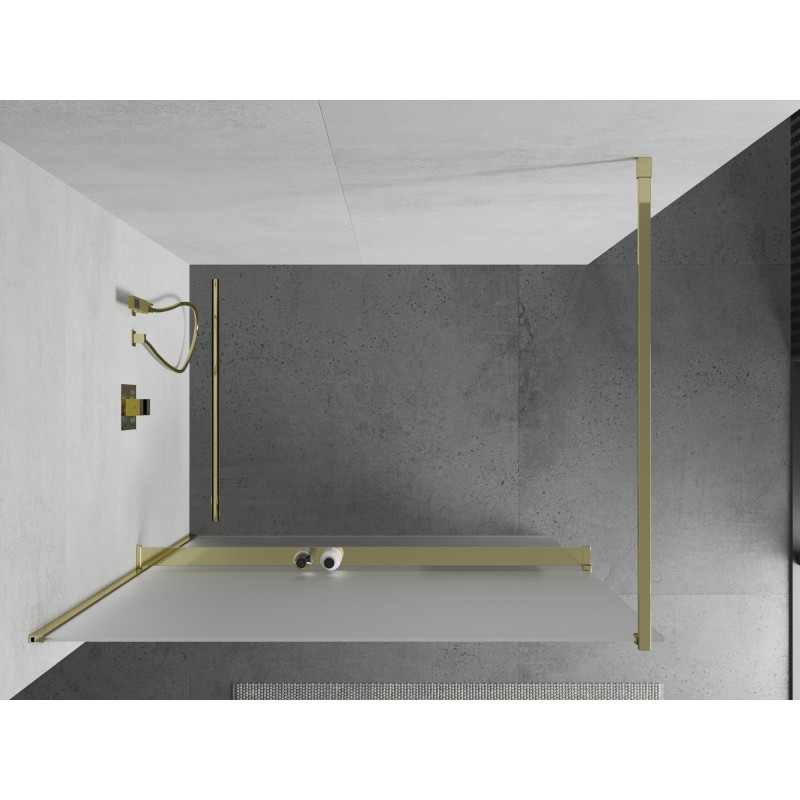 Mexen Kioto+ dušisein riiuliga, walk-in 110 x 200 cm, jääklaas, kuldne - 800-110-121-50-30
