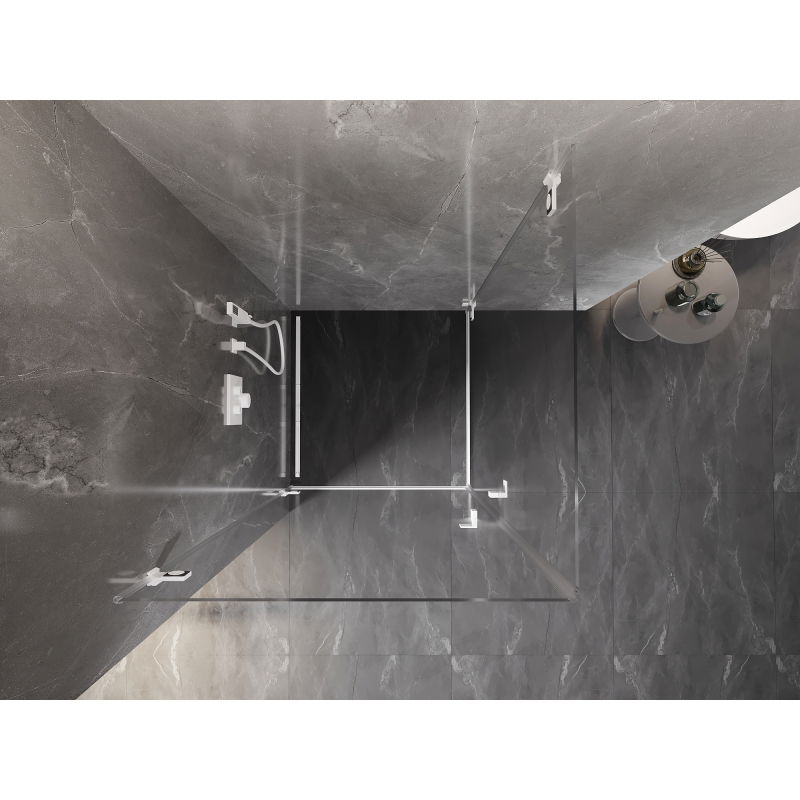 Mexen Lunar-B Duo cabina de ducha abatible 70 x 70 cm, transparente, blanca - 832-070L-070P-20-00