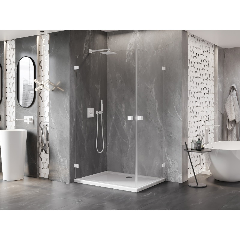 Mexen Lunar-B Duo hinged dušinurk 95 x 70 cm, läbipaistev, valge - 832-095L-070P-20-00