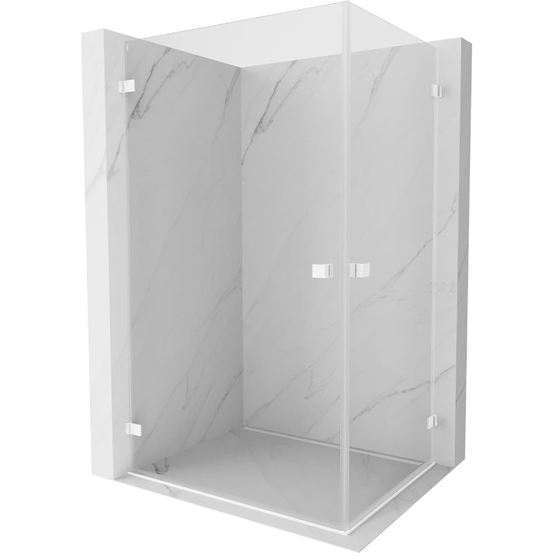 Mexen Lunar-B Duo Duschkabine mit Drehtür 90 x 75 cm, transparent, weiß - 832-090L-075P-20-00