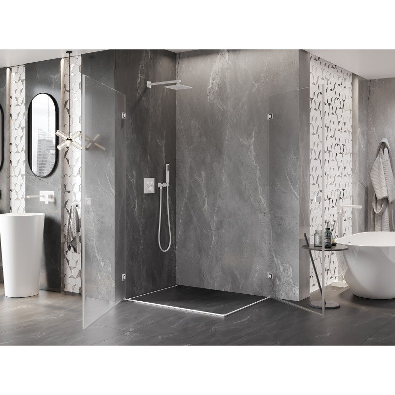 Mexen Lunar-B Duo tuš kabina s kliznim vratima 95 x 80 cm, prozirna, bijela - 832-095L-080P-20-00