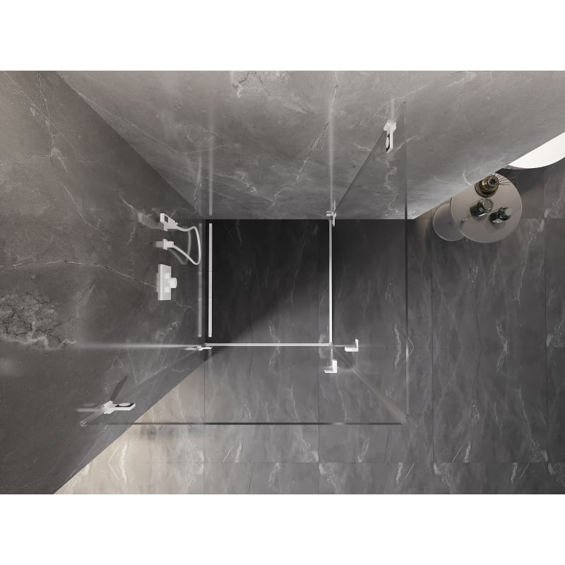 Mexen Lunar-B Duo cabina de ducha abatible 90 x 90 cm, transparente, blanca - 832-090L-090P-20-00