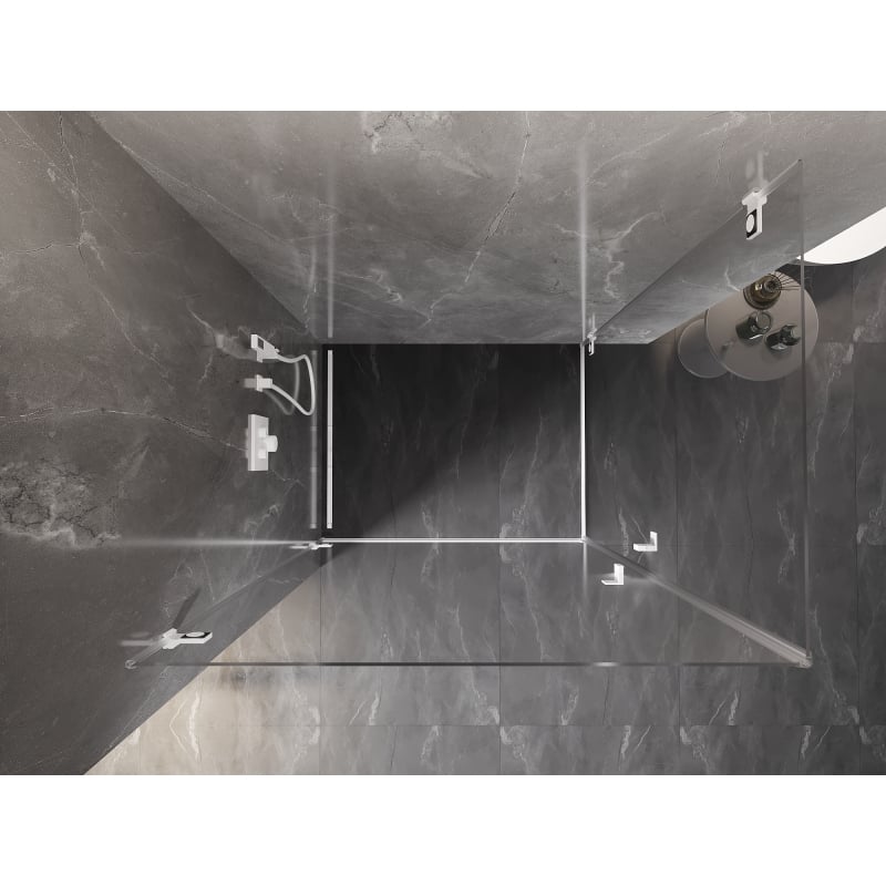 Mexen Lunar-B Duo 100 x 90 cm Hinged Shower Enclosure, Transparent, White - 832-100L-090P-20-00