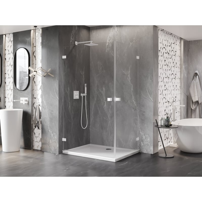 Mexen Lunar-B Duo avatav dušinurk 100 x 95 cm, läbipaistev, valge - 832-100L-095P-20-00