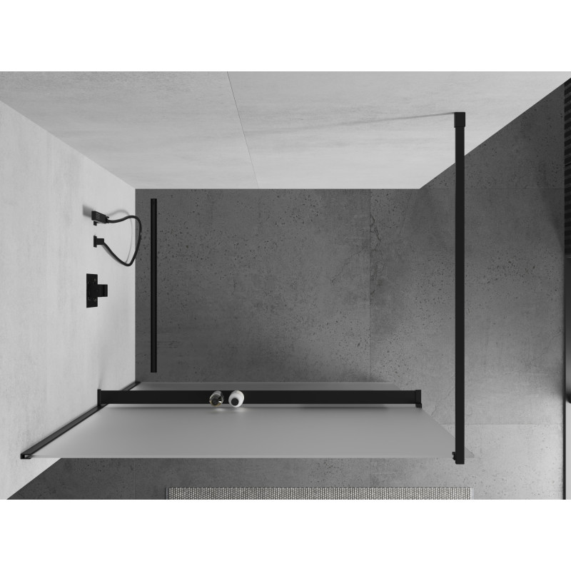 Mexen Kioto+ ścianka prysznicowa z półką Walk-in 70 x 200 cm, szron, czarna - 800-070-121-70-30