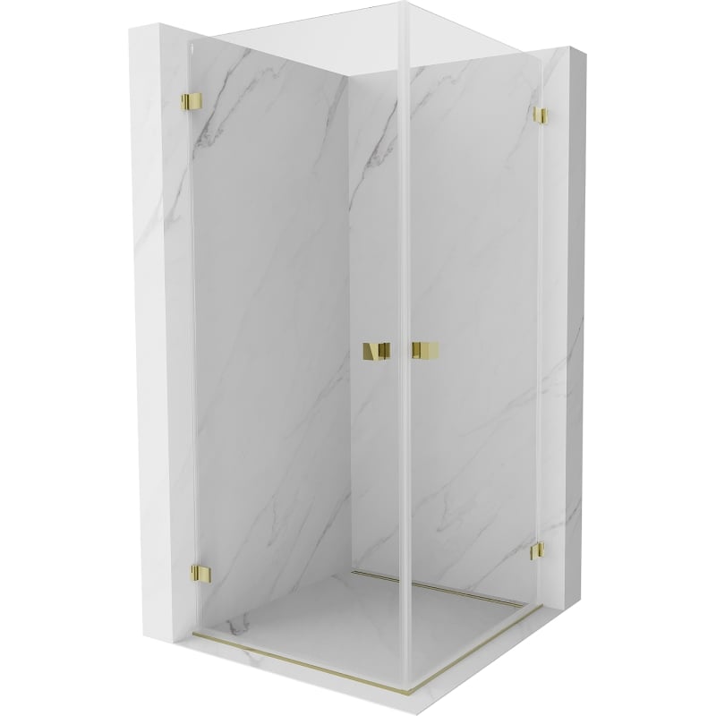 Mexen Lunar-B Duo cabina doccia ad anta battente 75 x 75 cm, trasparente, oro - 832-075L-075P-50-00