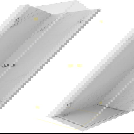 Mexen Lunar-B Διπλή καμπίνα ντους ανοιγόμενη 75 x 75 cm, διάφανη, χρυσή