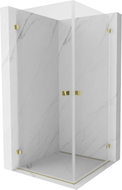 Mexen Lunar-B Duo klizna tuš kabina s preklopnim vratima 75 x 75 cm, prozirna, zlatna - 832-075L-075P-50-00