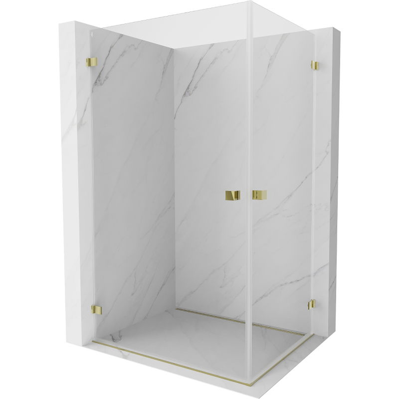 Mexen Lunar-B Duo Duschkabine, aufklappbar, 95 x 75 cm, transparent, gold - 832-095L-075P-50-00
