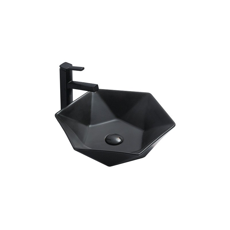 Mexen Mery bladkom wasbak 48 x 41 cm, zwarte matte - 21984885