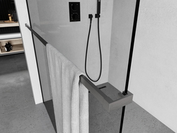 Mexen towel rail for shower wall, brushed gun gray - 800-06-66