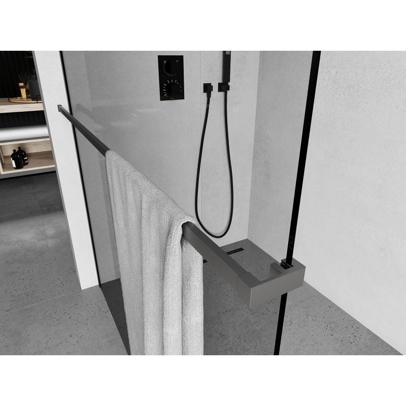 Mexen toallero para mampara de ducha, gun metal - 800-06-95