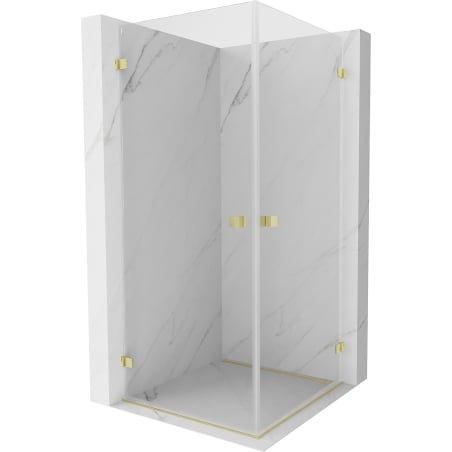 Mexen Lunar-B Duo sklopiva tuš kabina 75 x 75 cm, prozirna, zlatna četkana - 832-075L-075P-55-00