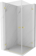 Mexen Lunar-B Duo sklopiva tuš kabina 75 x 75 cm, prozirna, zlatna četkana - 832-075L-075P-55-00