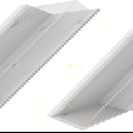 Mexen Lunar-B Duo nagibna pršna kabina 80 x 80 cm, prozorna, ščetkano zlato - 832-080L-080P-55-00