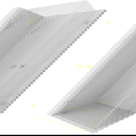 Mexen Lunar-B Duo Duschkabine, schwenkbar, 90 x 80 cm, transparent, gebürstetes Gold - 832-090L-080P-55-00