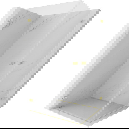 Mexen Lunar-B Duo pregibna tuš kabina 100 x 80 cm, prozorna, brušeno zlato - 832-100L-080P-55-00