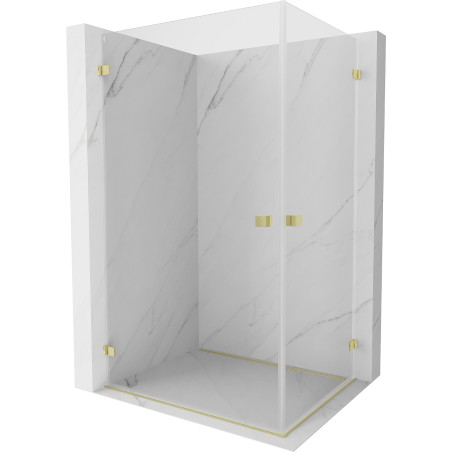 Mexen Lunar-B Duo sklopiva tuš kabina 100 x 80 cm, prozirna, četkano zlatna - 832-100L-080P-55-00