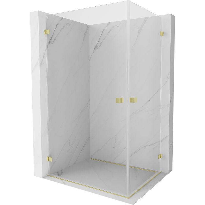 Mexen Lunar-B Duo Duschkabine mit Drehöffnung 90 x 85 cm, transparent, gebürstetes Gold - 832-090L-085P-55-00