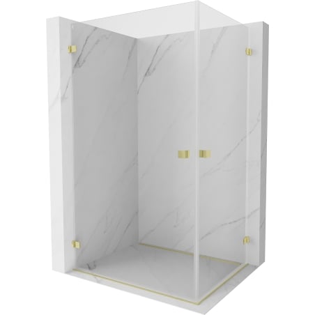 Mexen Lunar-B Duo hinged dušinurk 100 x 85 cm, läbipaistev, harjatud kuldne - 832-100L-085P-55-00
