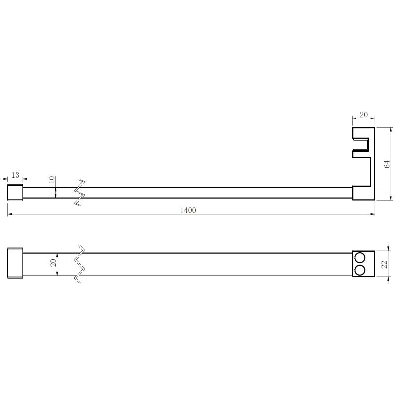 Mexen towel rail for shower wall, rose gold - 800-06-60