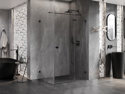Mexen Lunar T cabine de douche pivotante droite 120 x 100 cm, transparente, noire - 834T-120-100-70-00-P