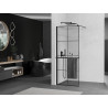 Mexen Kioto+ dušisein riiuliga Walk-in 90 x 200 cm, must ruudustik, must - 800-090-121-70-77