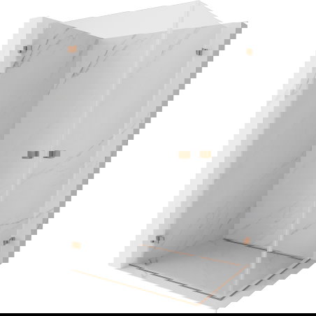 Mexen Lunar-B Duo Hinged Shower Enclosure 75 x 70 cm, Transparent, Brushed Copper - 832-075L-070P-65-00