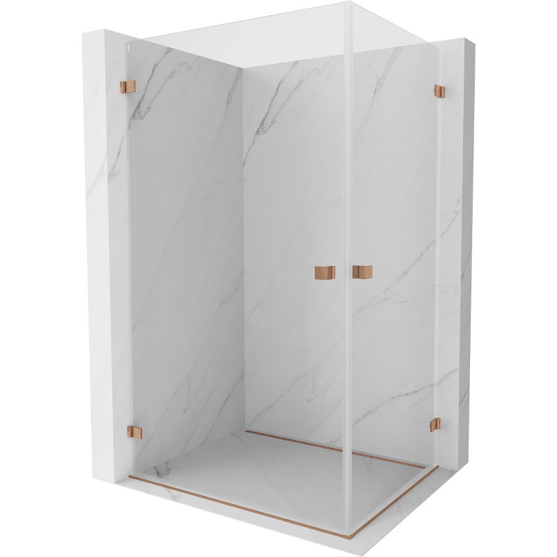 Mexen Lunar-B Duo Duschkabine mit Pendeltür 90 x 85 cm, transparent, gebürstetes Kupfer - 832-090L-085P-65-00